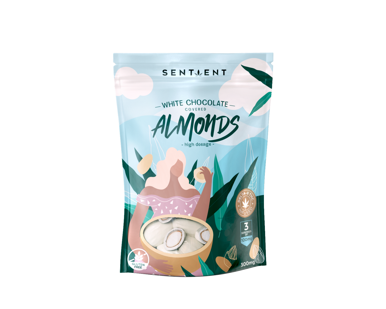 SENTIENT SNACKS - INFUSED COATED ALMONDS - WHITE CHOCOLATE